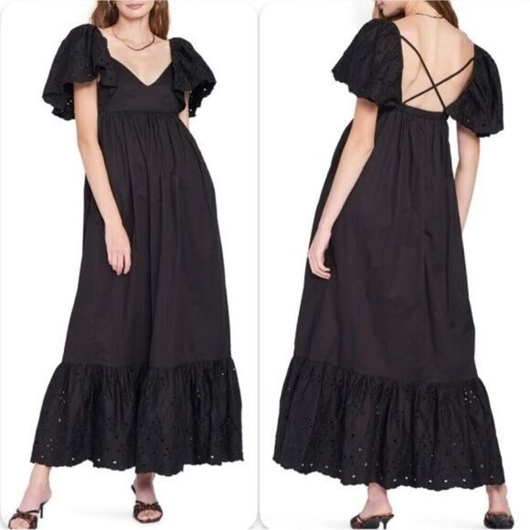 En Saison  Barnette Eyelet Midi Dress Black Size XS - Picture 1 of 11